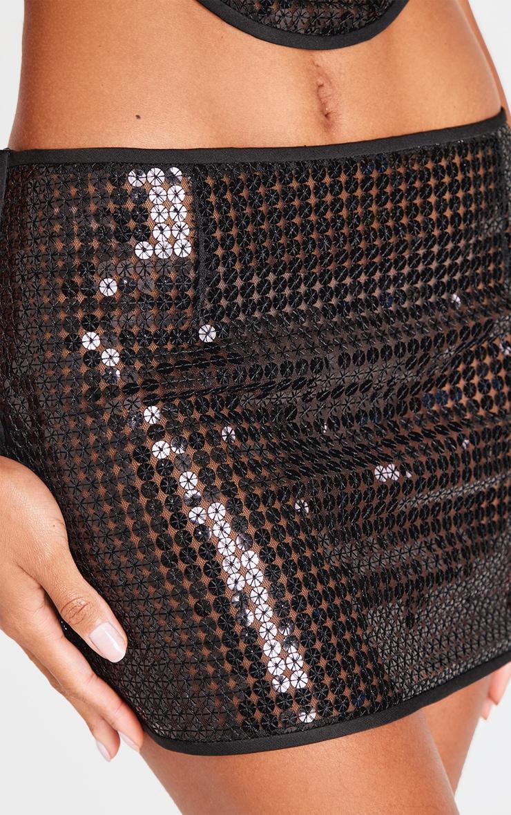 Black Chain Sequin Micro Mini Low Rise Skirt Product Image