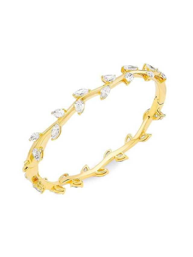 Womens Taylor 18K-Gold-Plated & Cubic Zirconia Vine Bangle - Gold Crystal Product Image