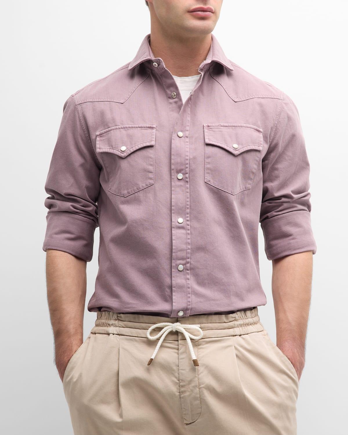 Mens Easy Fit Western Shirt In Lightweight Denim Product Image