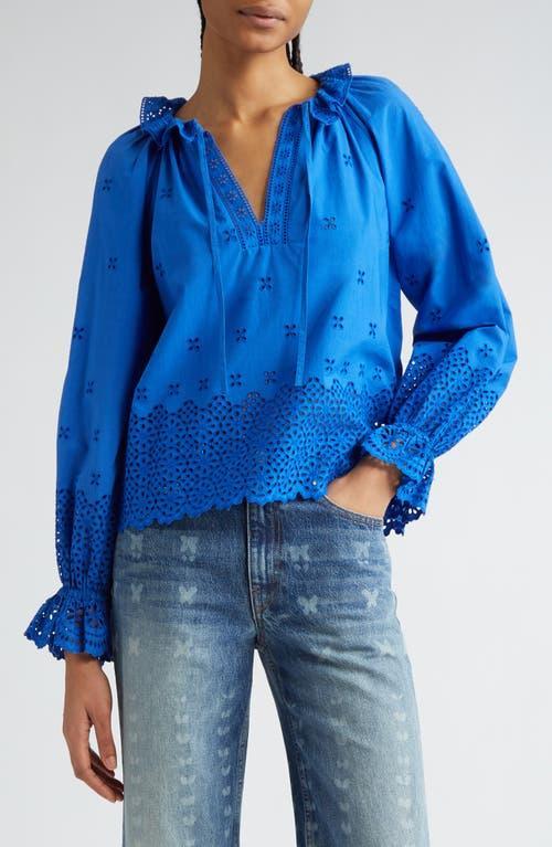 Ulla Johnson Alora Ruffle Eyelet Tie Neck Top Product Image