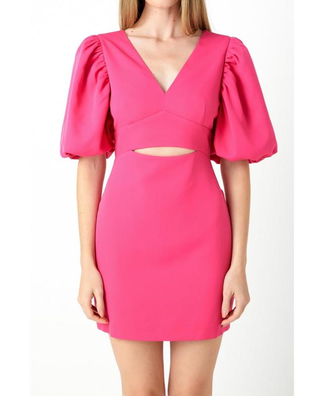 Womens Puff Sleeve Cut Out Mini Dress Product Image