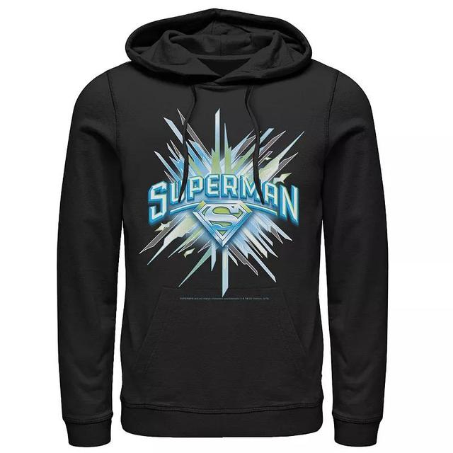 Mens DC Comics Superman Crystal Chest Text Logo Hoodie Product Image