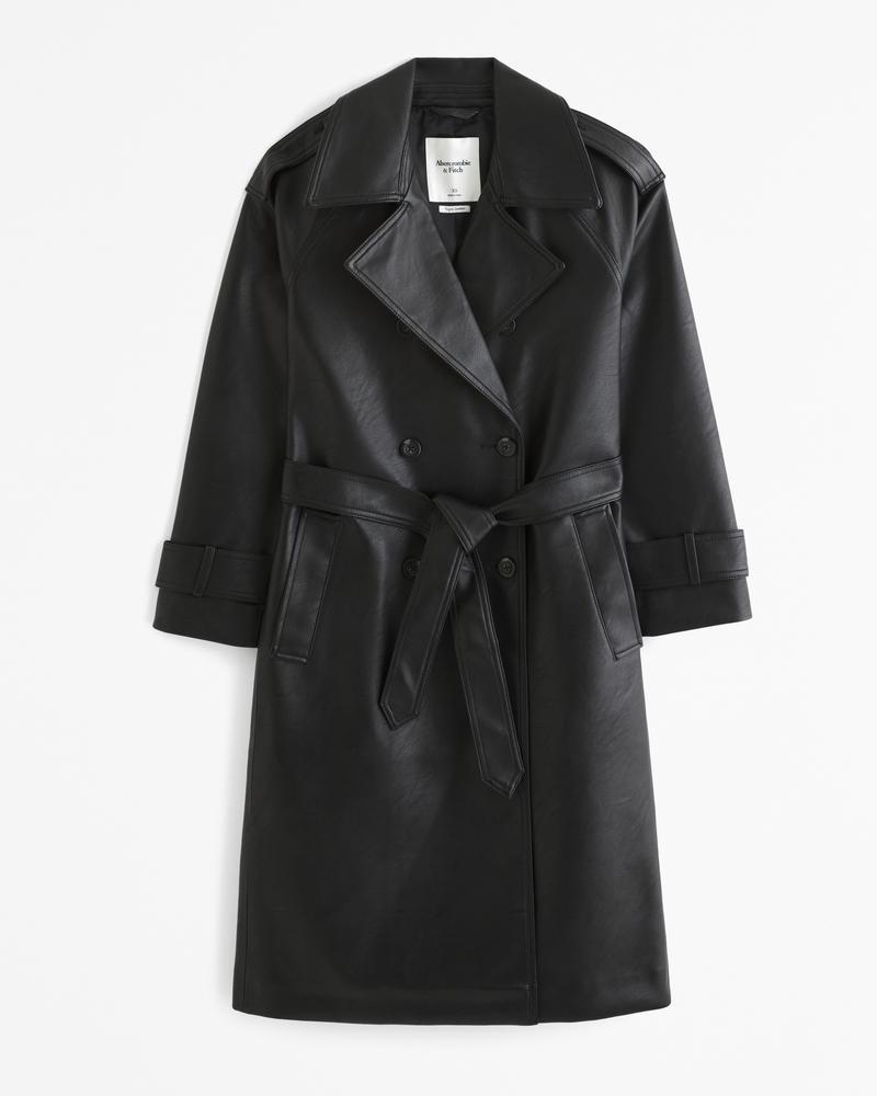 Vegan Leather Trench Coat Product Image