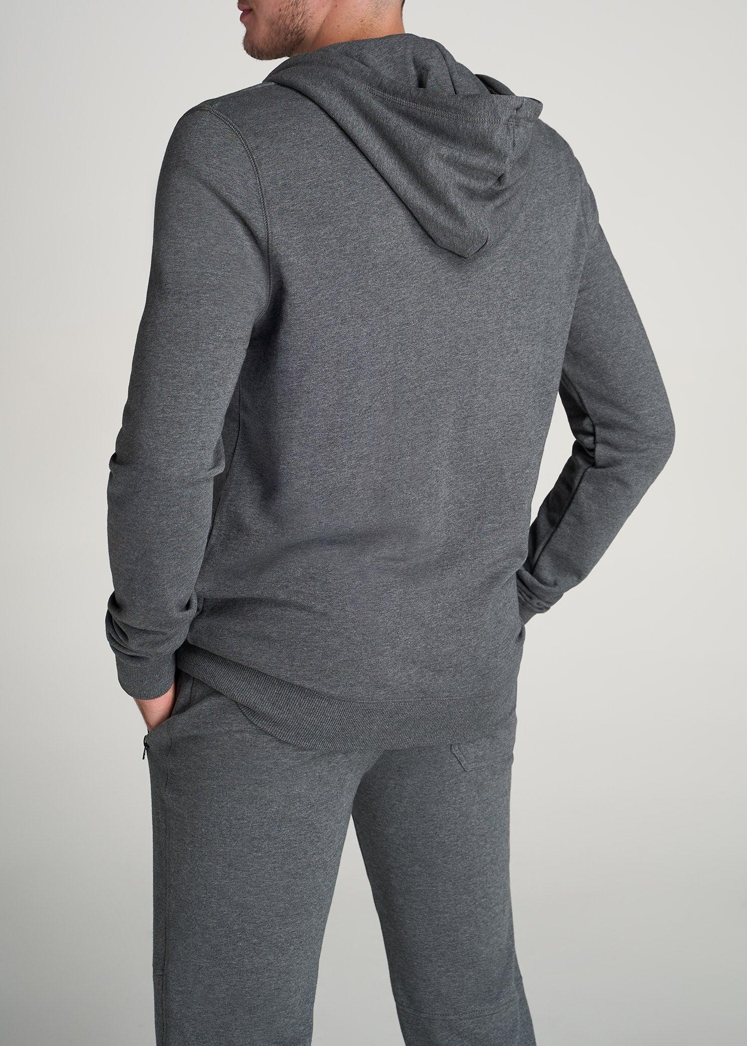 Wearever French Terry Full-Zip Men's Tall Hoodie in Charcoal Mix Male Product Image