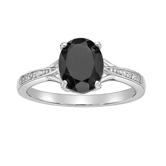 Gemminded Sterling Silver Onyx & Diamond Accent Oval Ring, Womens Black Product Image