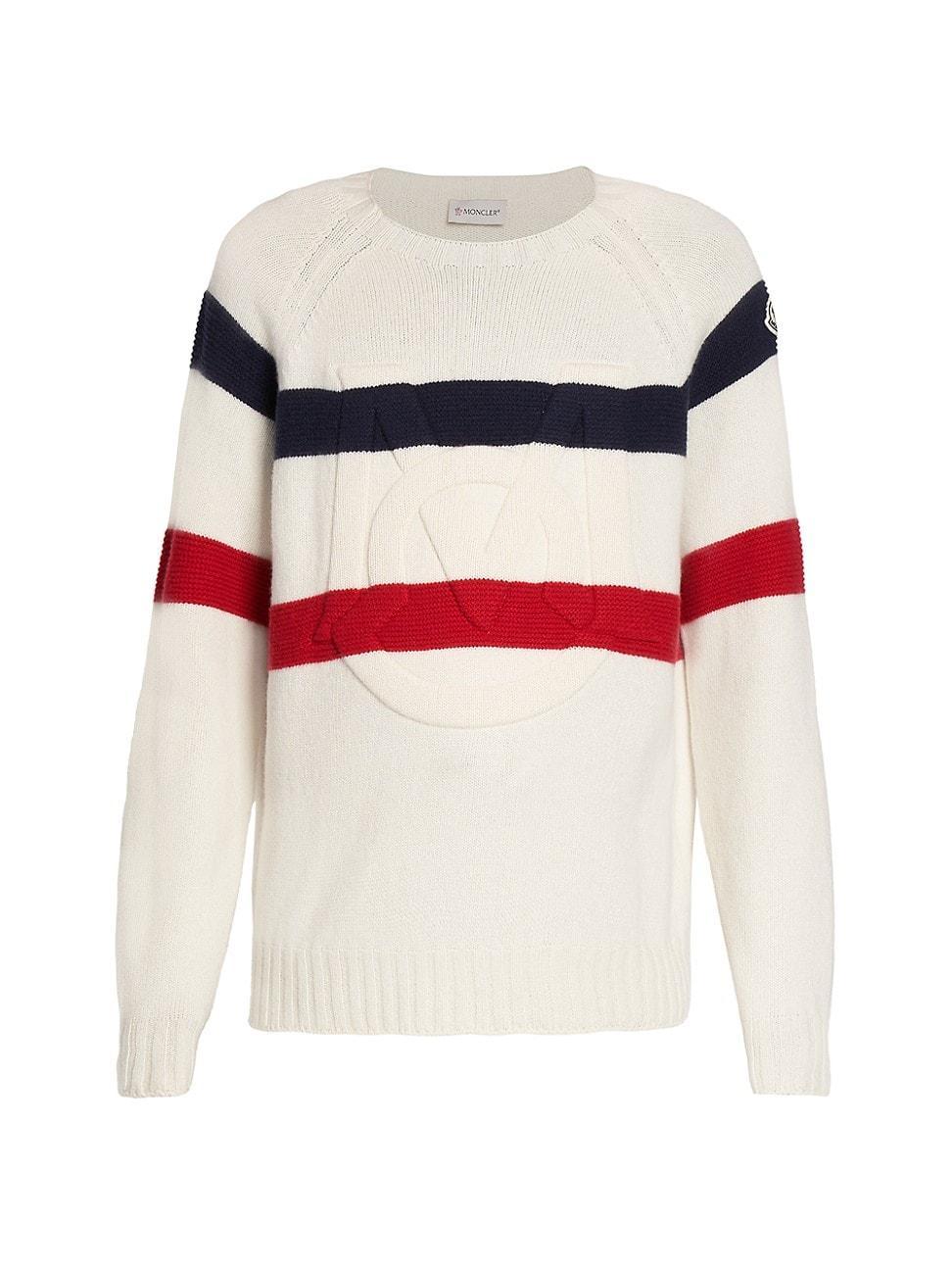 Moncler Monogram Logo Crewneck Virgin Wool & Cashmere Sweater Product Image