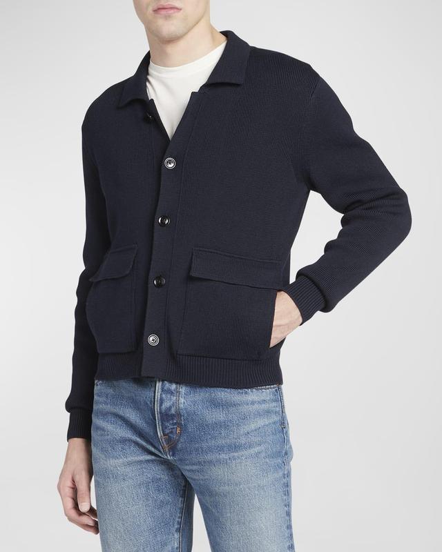 TOM FORD Merino Wool & Silk Chore Shirt Cardigan Product Image