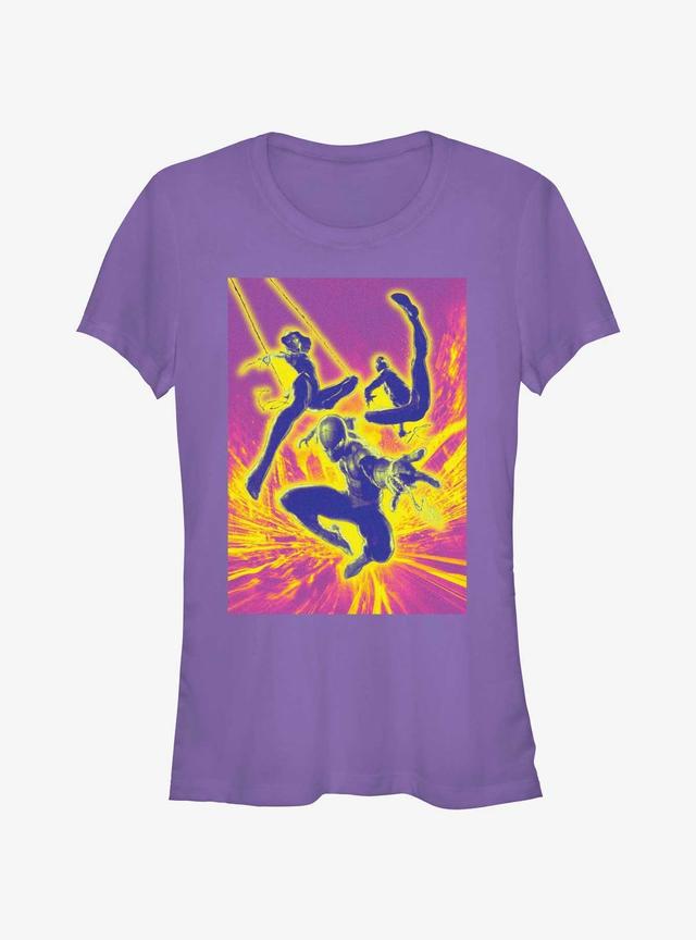 Marvel Spider-Man Miles And Gwen In The City Neon Girls T-Shirt Product Image