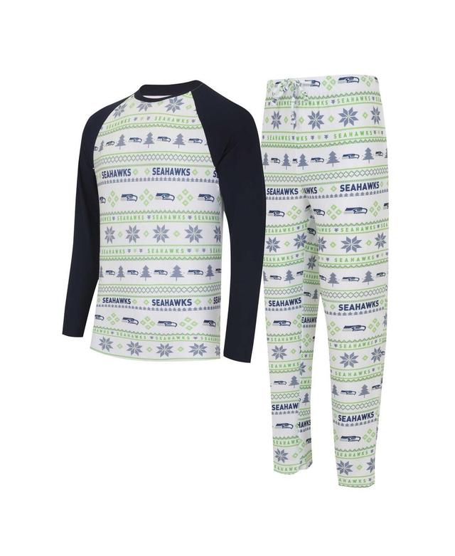 Mens Concepts Sport White Seattle Seahawks TinselRaglan Long Sleeve T-shirt and Pants Sleep Set - White Product Image