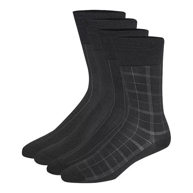 Calvin Klein Mens Crew Length Microfiber Dress Socks, Assorted Patterns, Pack of 4 Product Image