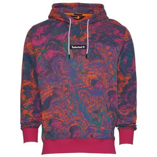 Timberland Mens All Over Print Fleece Pullover Hoodie - Black/Pink Product Image