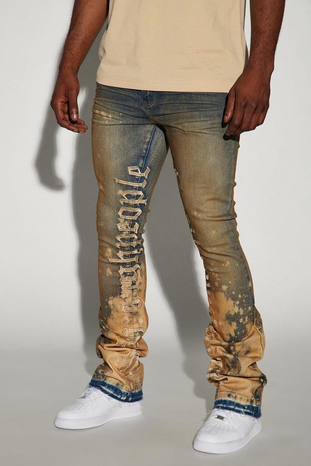 See It Through Bleached Stacked Skinny Flare Jeans - Vintage Wash Product Image