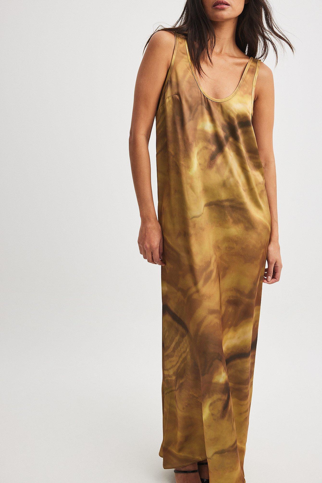 Satin U-Neck Maxi Dress Product Image