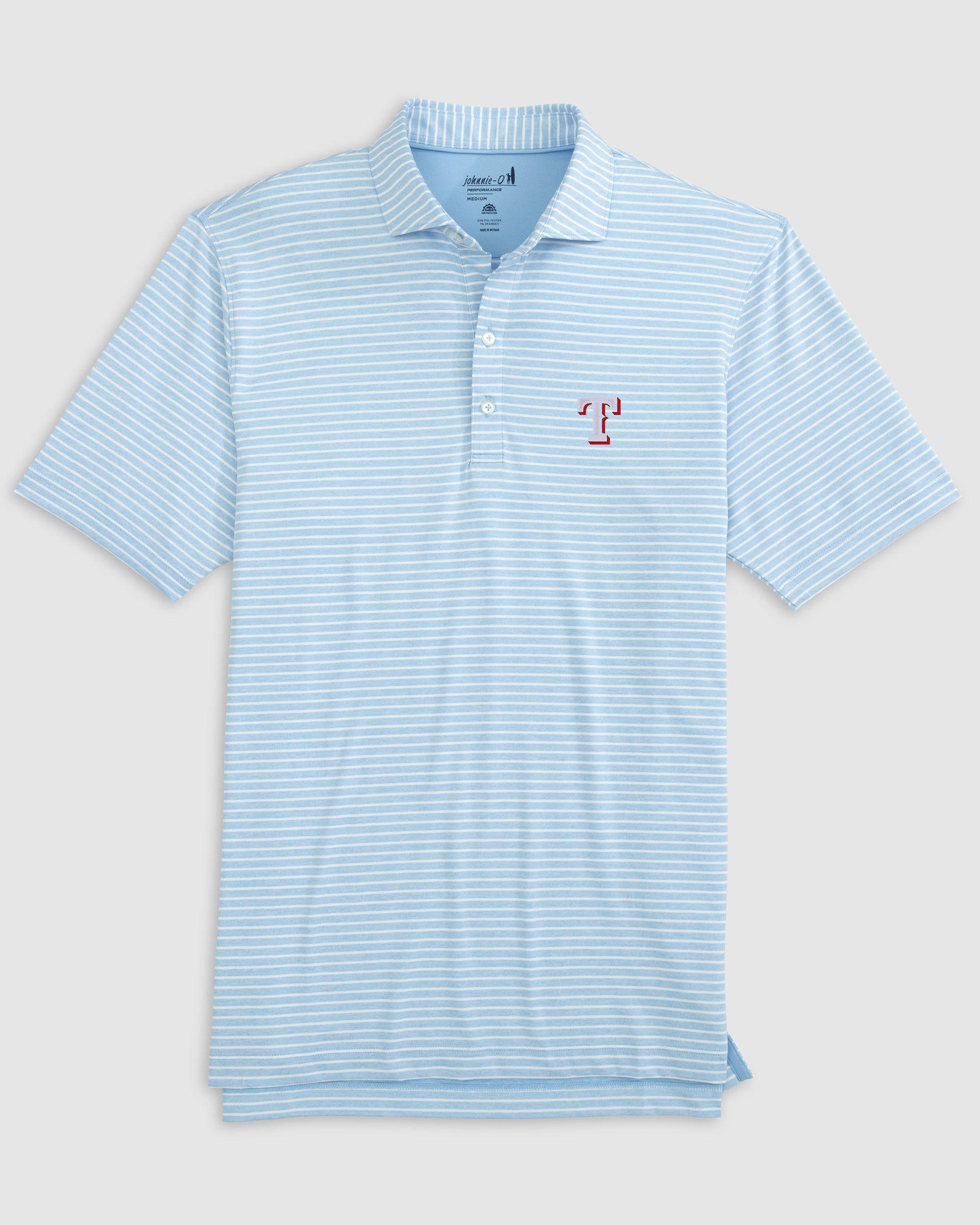 johnnie-O Texas Rangers Clipperr Striped Jersey Performance Polo Product Image