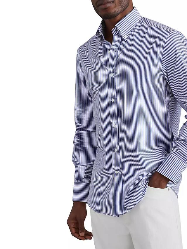 Striped Basic Fit Shirt with Button Down Collar Product Image