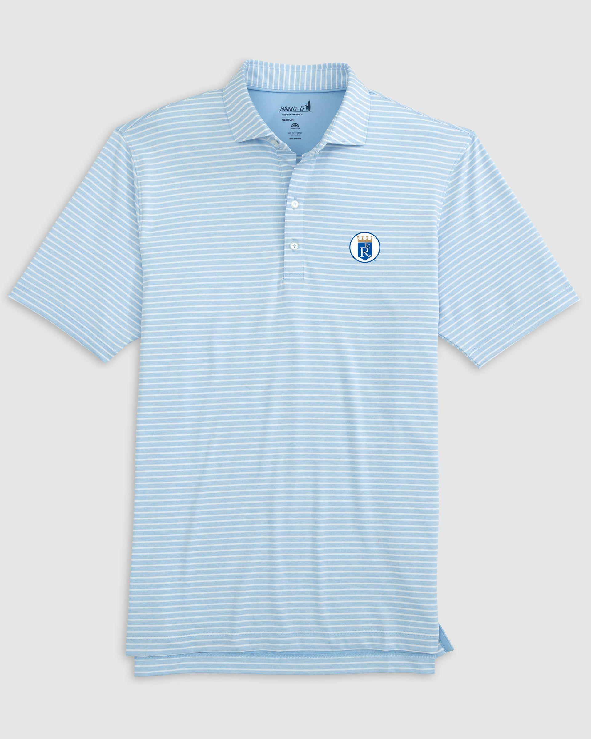 johnnie-O Kansas City Royals Clipperr Striped Jersey Performance Polo - Cooperstown Logo Product Image