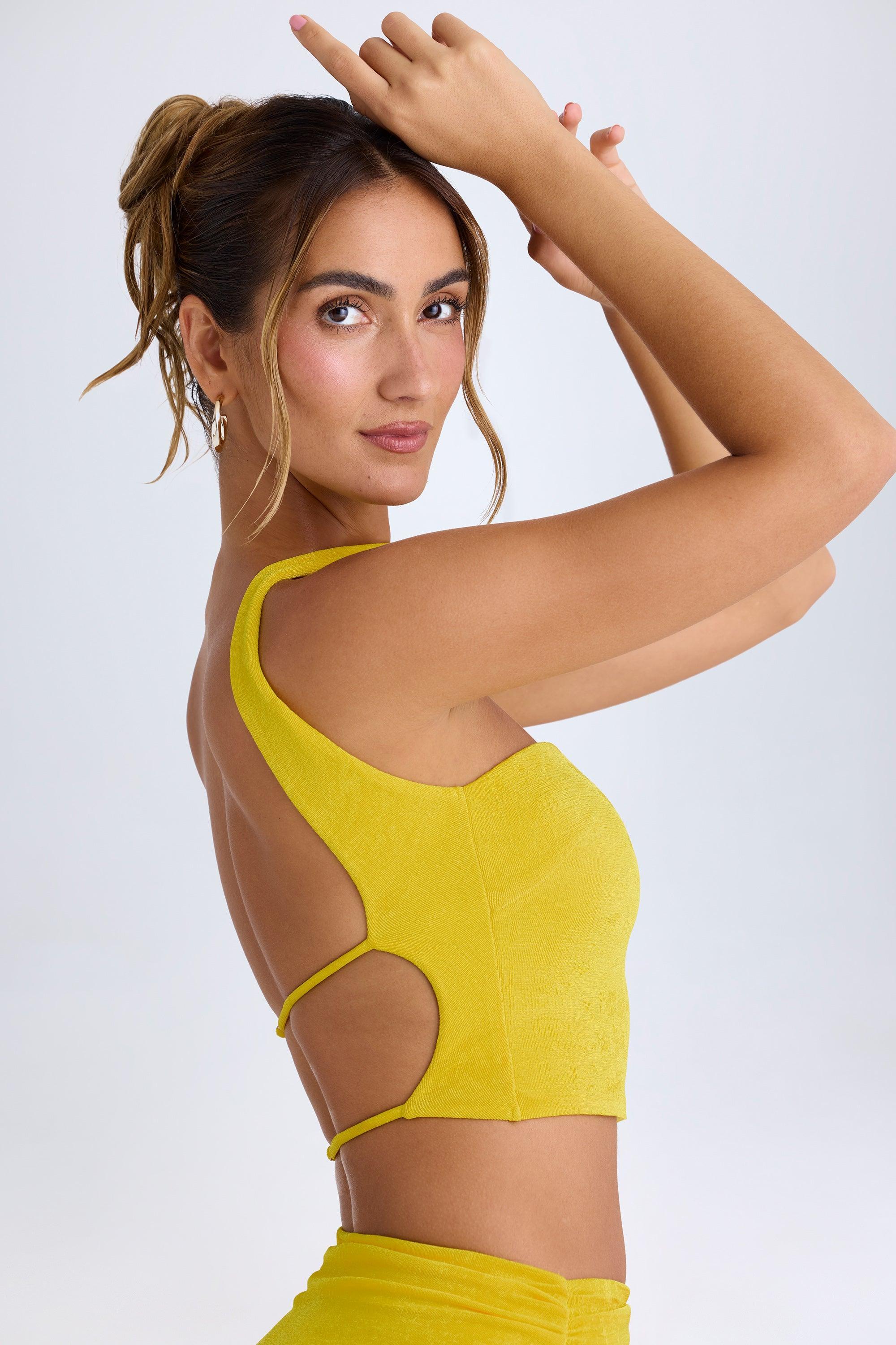 Choker-Detail Bandeau Top in Buttercup Product Image