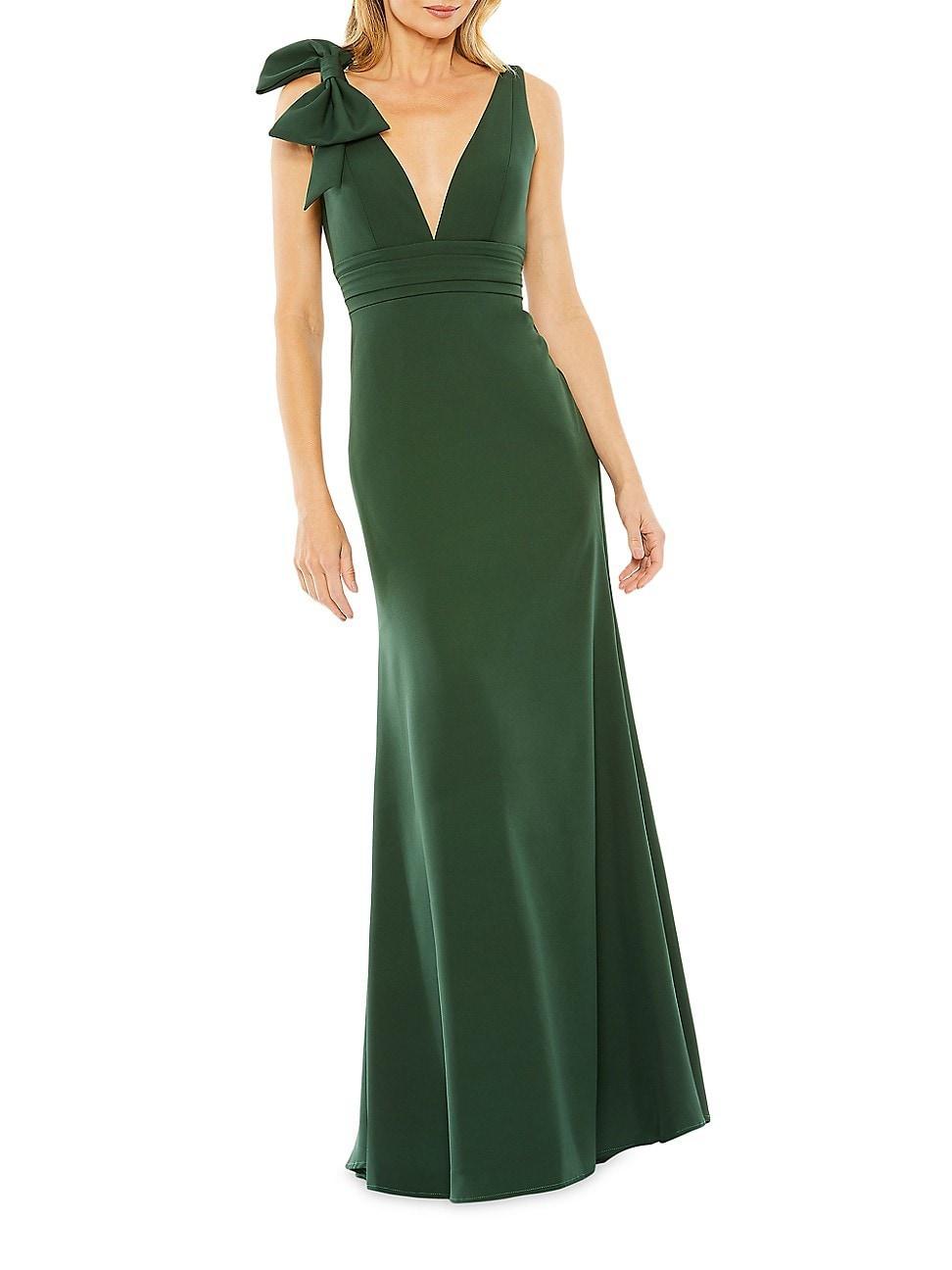 Womens Bow V-Neck A-Line Gown Product Image