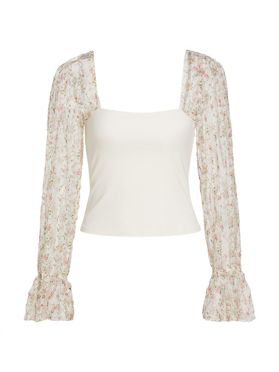 x Intimately FP Gimme Butterflies Long Sleeve Top In Ivory Combo Product Image