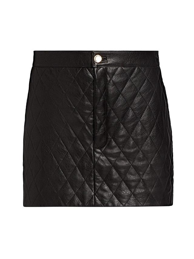 Womens Quilted Leather Miniskirt Product Image