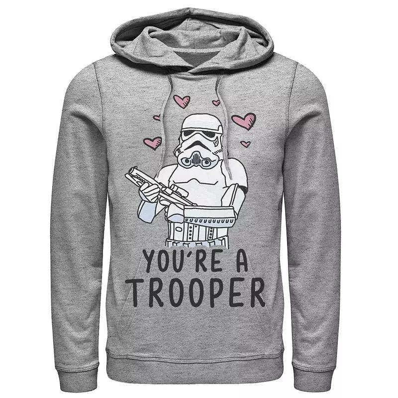 Mens Star Wars Youre A Trooper Floating Hearts Hoodie Athletic Grey Product Image