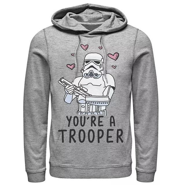 Mens Star Wars Youre A Trooper Floating Hearts Hoodie Athletic Grey Product Image