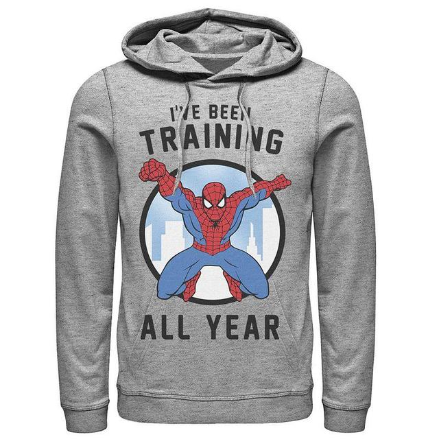 Mens Marvel Spider-Man Ive Been Training All Year Hoodie Med Grey Product Image