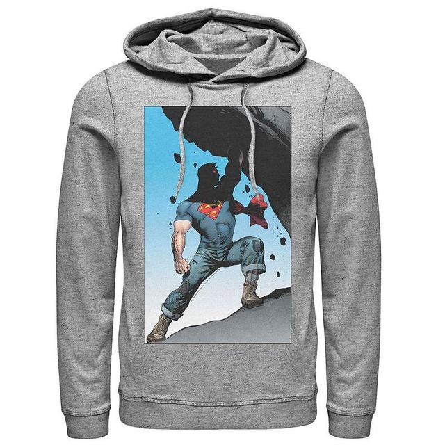 Mens DC Comics Superman Power Lift Comic Poster Hoodie Grey Product Image