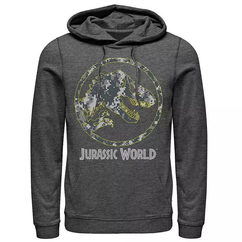 Mens Jurassic World Camouflage Yellow Outline Fossil Coin Logo Hoodie Blue Product Image