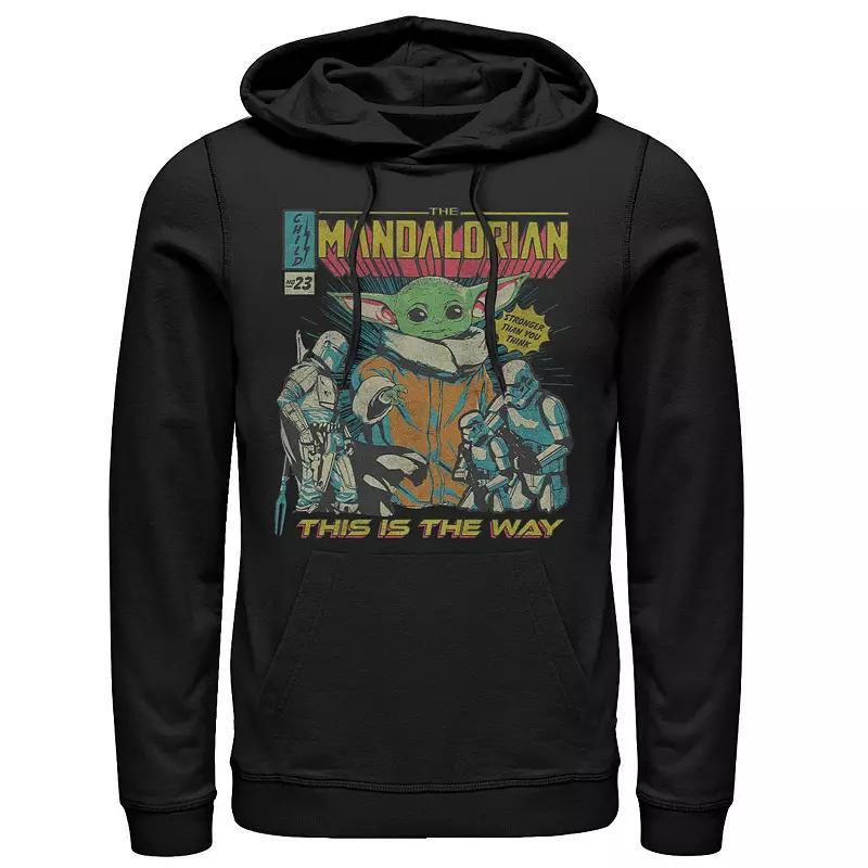 Mens Star Wars The Mandalorian Group Shot Comic Cover Doodle Graphic Hoodie Product Image