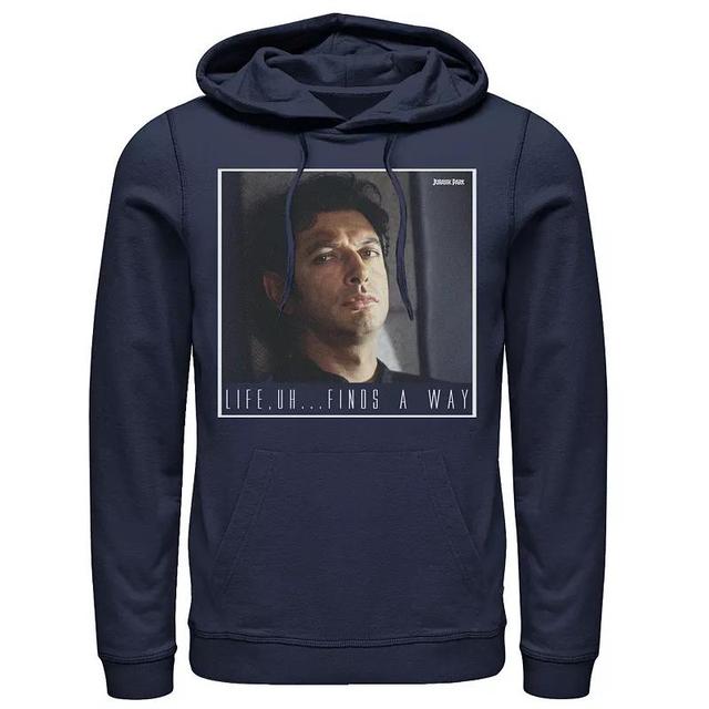 Mens Jurassic Park Ian Malcolm Life Finds A Way Pullover Hoodie Blue Product Image