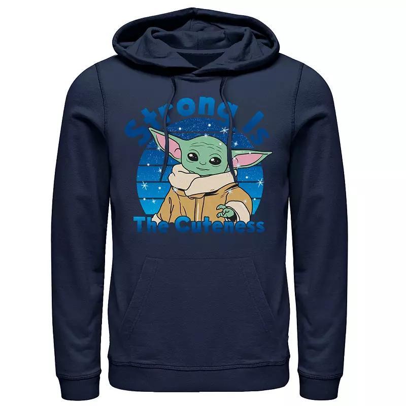 Mens Star Wars The Mandalorian The Child Aka Baby Yoda Strong Is The Cuteness Hoodie Blue Product Image