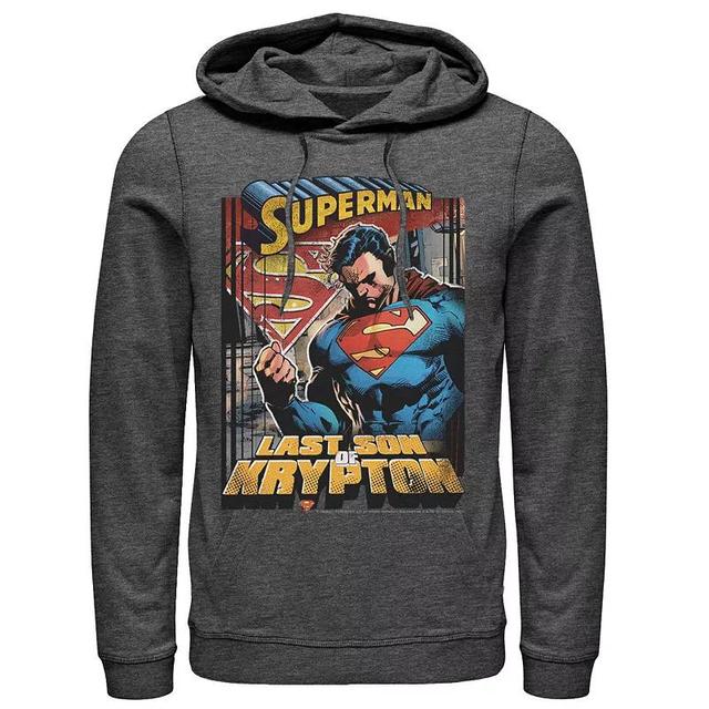 Mens DC Comics Superman Last Son Of Krypton Text Poster Hoodie, Mens Grey Heather Product Image