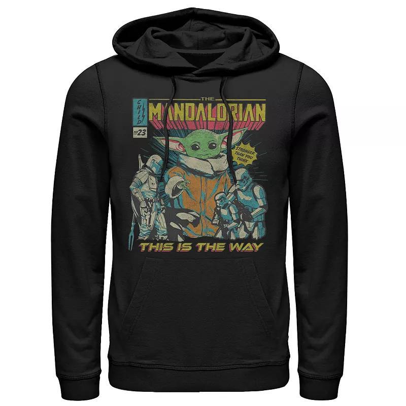 Mens Star Wars The Mandalorian Group Shot Comic Cover Doodle Graphic Hoodie Product Image