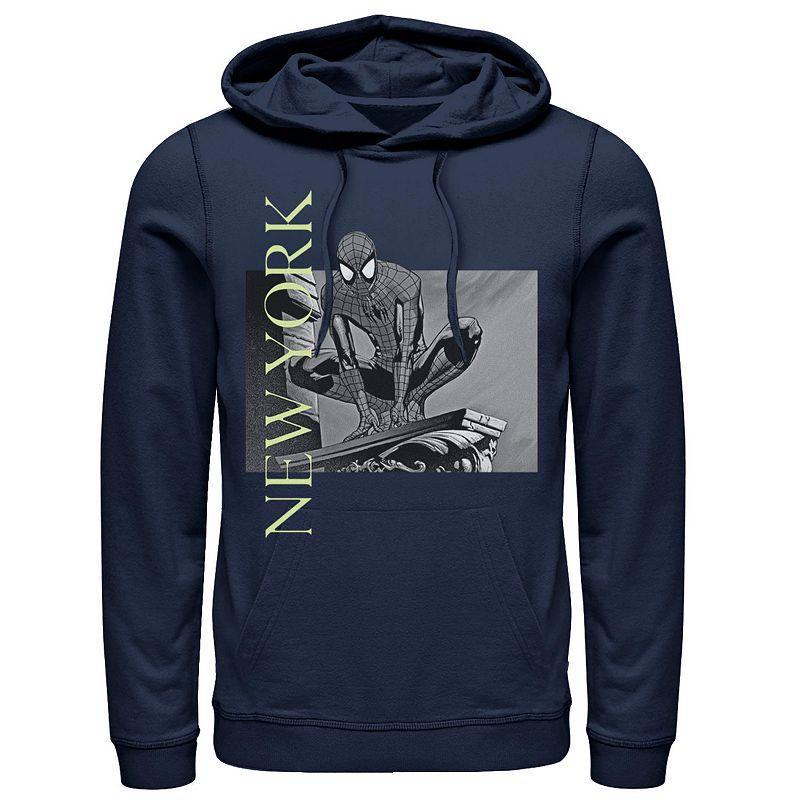 Mens Marvel Spider-Man New York Portrait Hoodie Blue Product Image