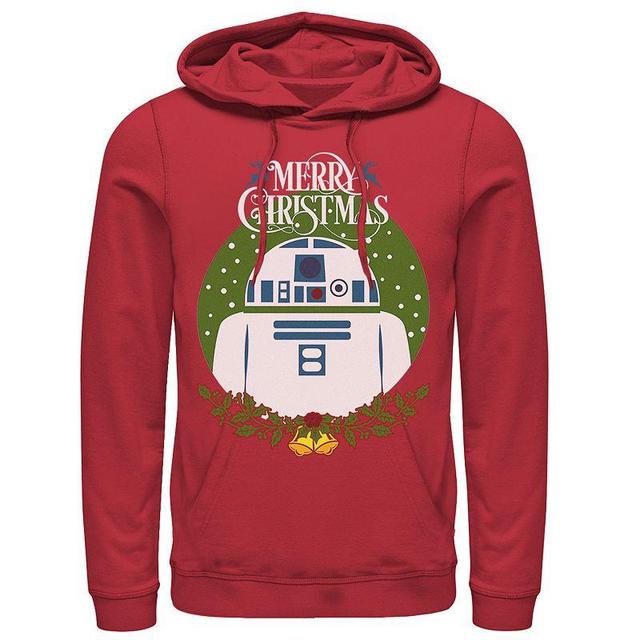 Mens Star Wars R2-D2 Merry Christmas Wreath Bells Graphic Hoodie Product Image