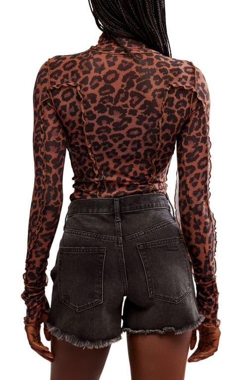 Charlie Print Turtleneck Mesh Top In Cats Meow Product Image