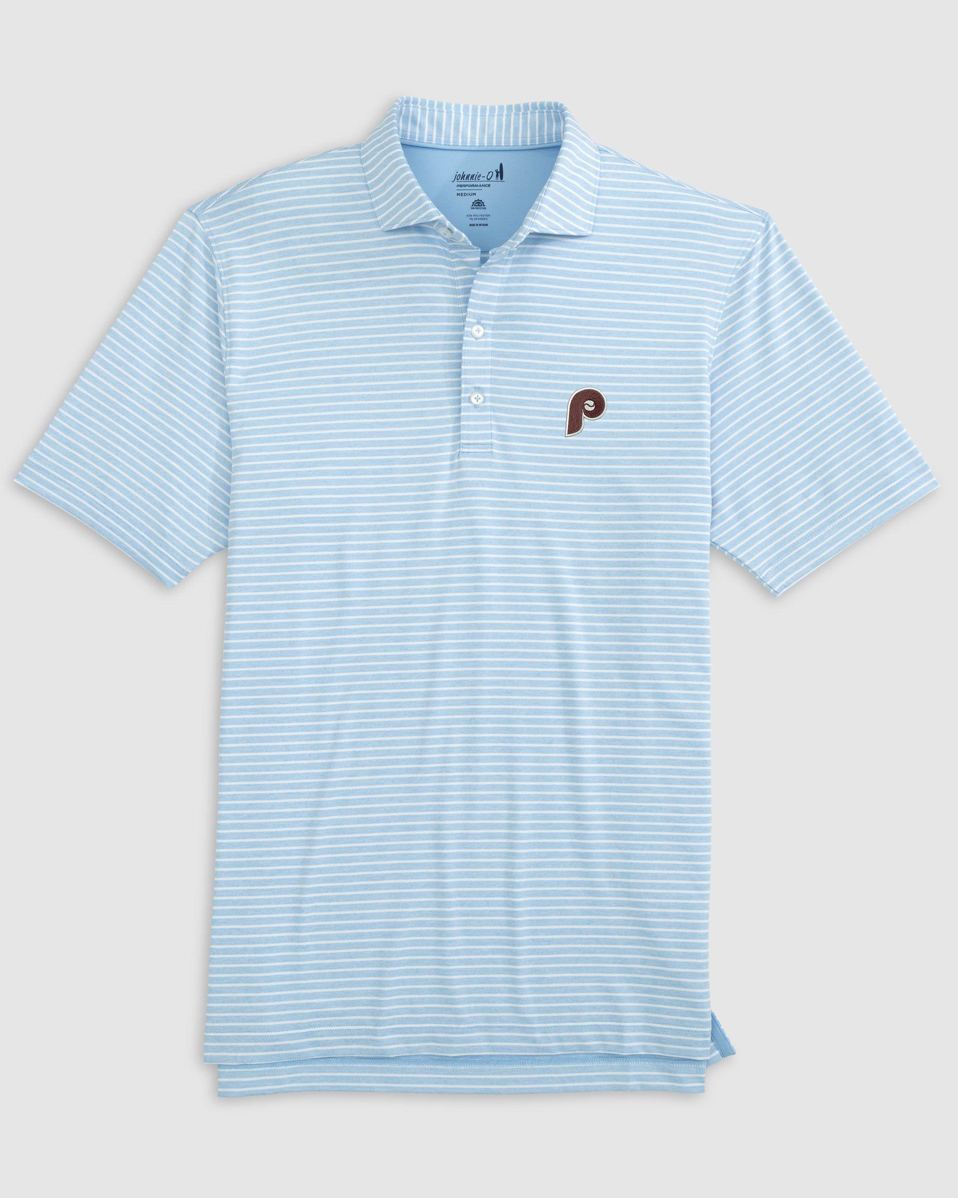 johnnie-O Philadelphia Phillies Clipperr Striped Jersey Performance Polo - Cooperstown Logo Product Image