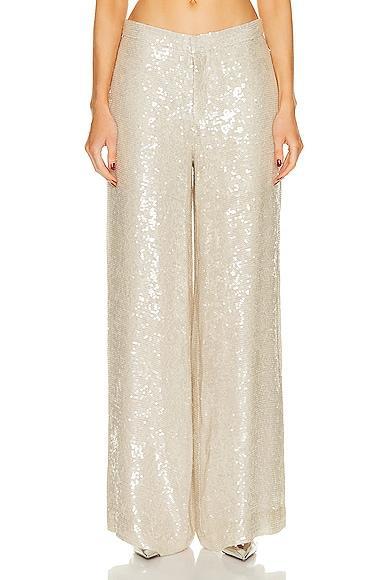 Lapointe Sequin Viscose Relaxed Wide Leg Trouser Metallic Silver. (also in ). Product Image