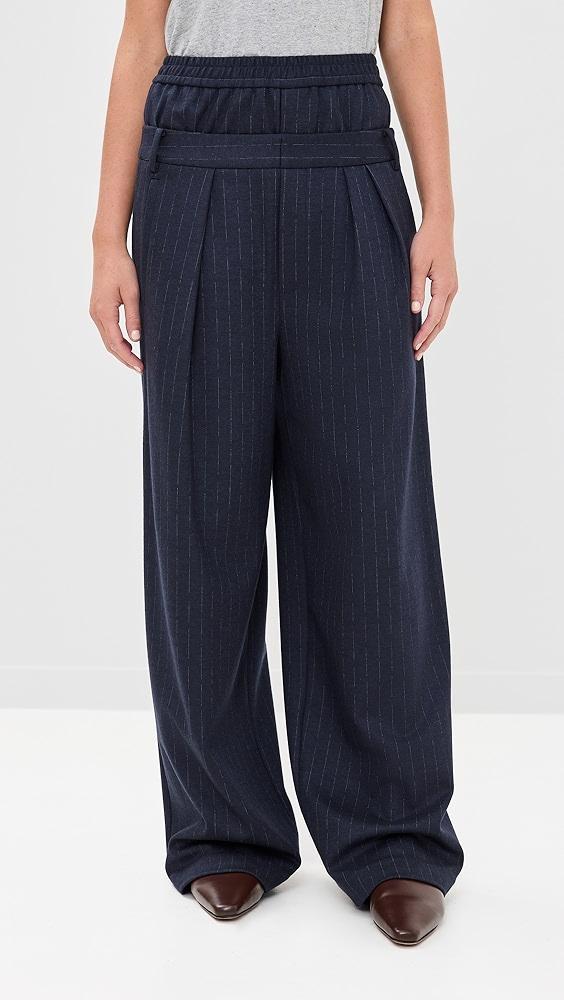 Tibi Newton Stripe Double Waist Boxer Trousers | Shopbop Product Image