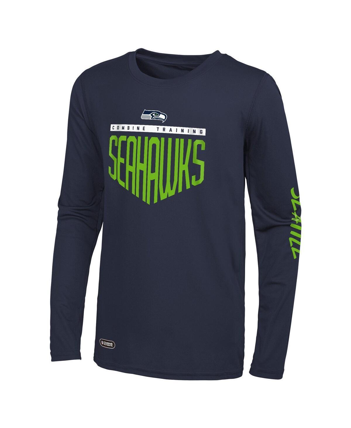 Mens Navy Seattle Seahawks Impact Long Sleeve T-shirt Product Image