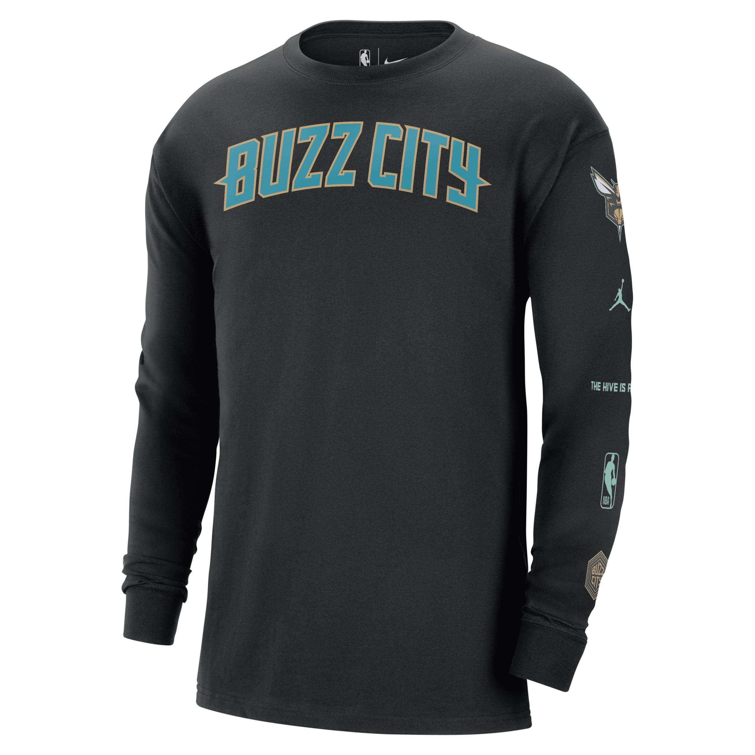 Men's Charlotte Hornets 2023/24 City Edition Jordan NBA Max90 Long-Sleeve T-Shirt Product Image