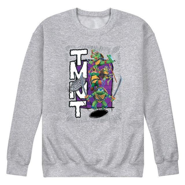 Mens Teenage Mutant Ninja Turtles Mutant Mayhem Group Fleece Long Sleeve Graphic Tee Med Grey Product Image