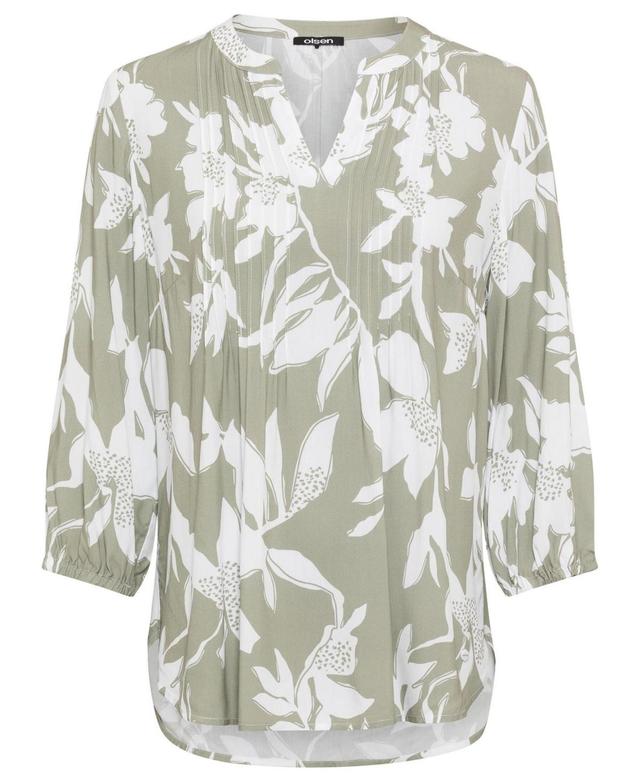 Olsen Womens Pure Viscose 3/4 Sleeve Abstract Floral Tunic Blouse Product Image