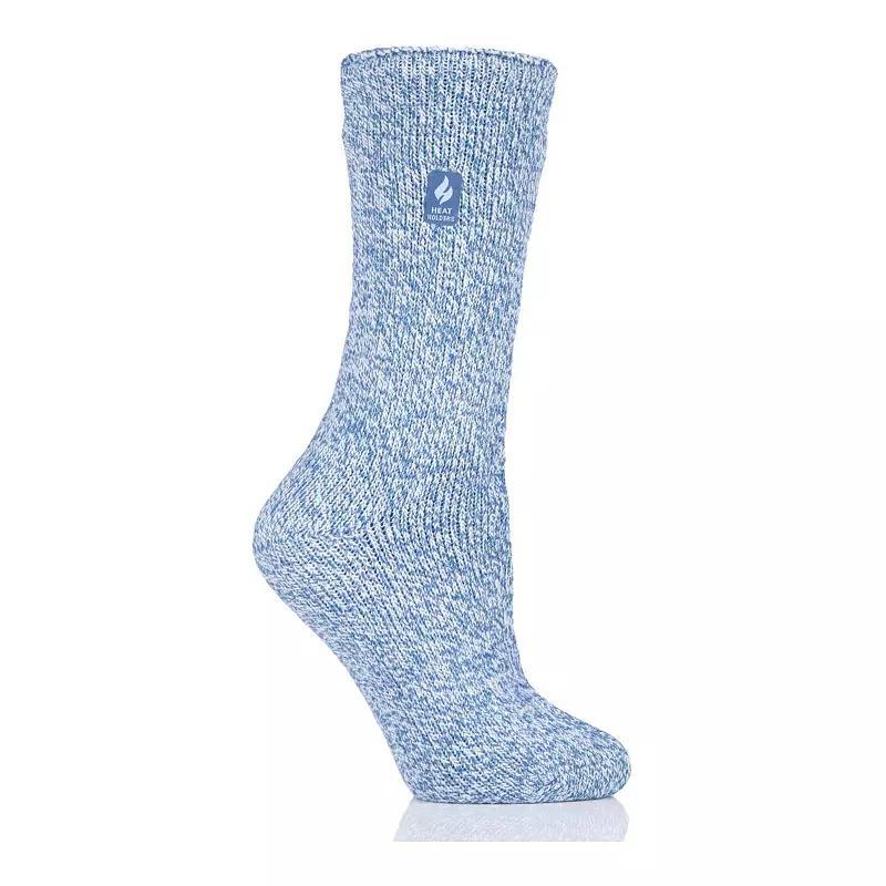 Womens Heat Holders Original 7x Warmer Twist Crew Socks, Denim Ivory Product Image