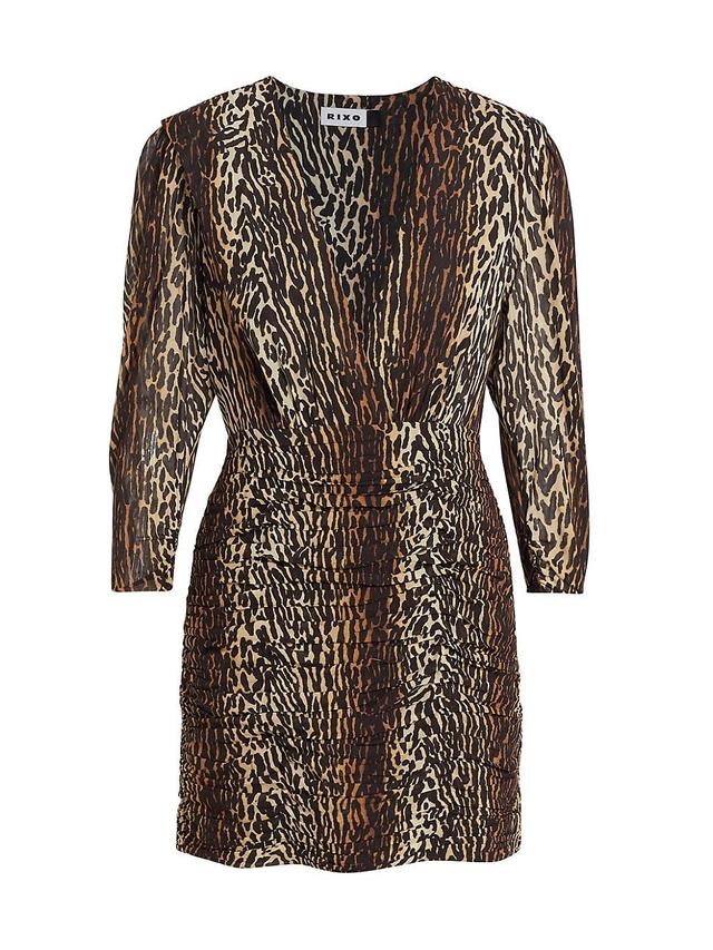 Womens Golden Leopard Stretch-Silk Minidress Product Image