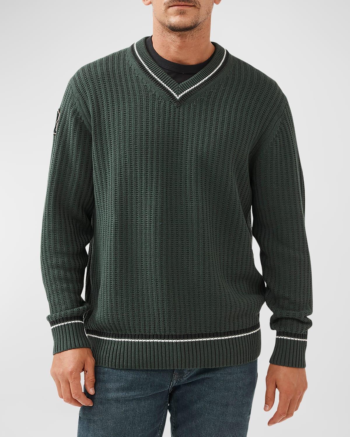 Mens Little Bay Ribbed Knit V-Neck Sweater Product Image