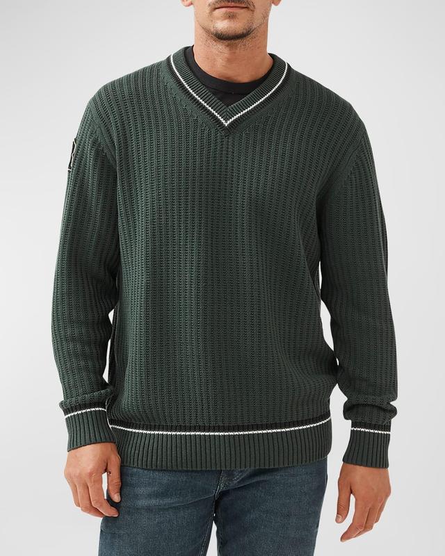 Mens Little Bay Ribbed Knit V-Neck Sweater Product Image