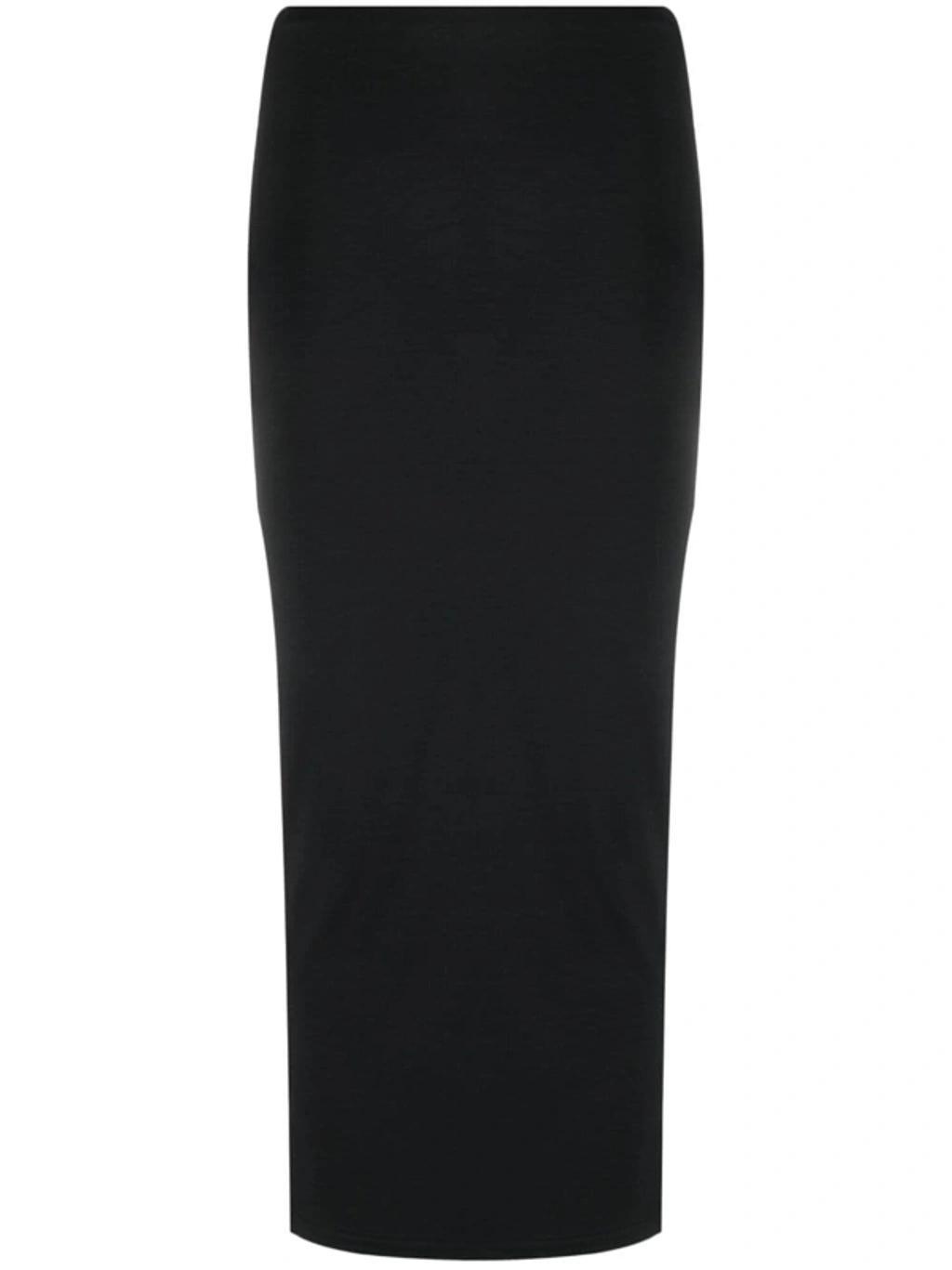 Crinkled Silk-twill Midi Skirt In Black Product Image