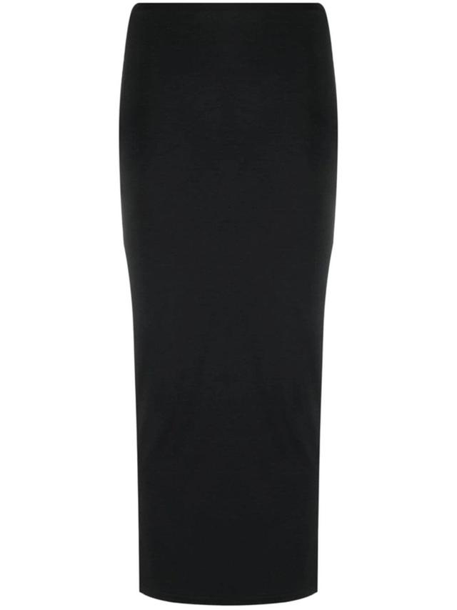 Crinkled Silk-twill Midi Skirt In Black Product Image